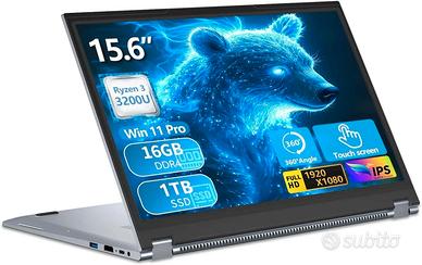 PC Portatile 2in1 Touchscreen 15,6 Ryzen R3-3200U 