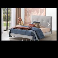 letto 1 piazza e mezza grigio chiaro in tessuto