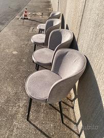 Sedie 4 quattro sedia tessuto grigio cucina sala