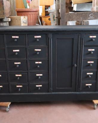 CASSETTIERA DA FARMACIA RESTAURATA ARCHIVIO UFFICI