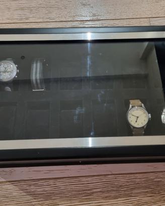Scatola portaorologi 12 posti in legno massello