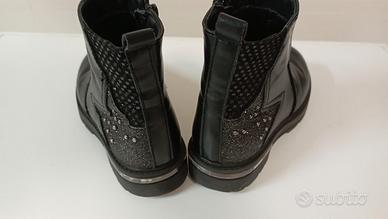 Stivaletti neri zip e glitter, taglia 30