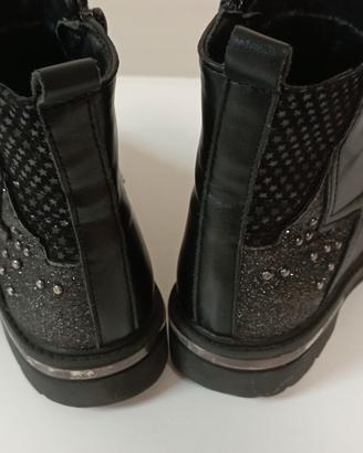 Stivaletti neri zip e glitter, taglia 30