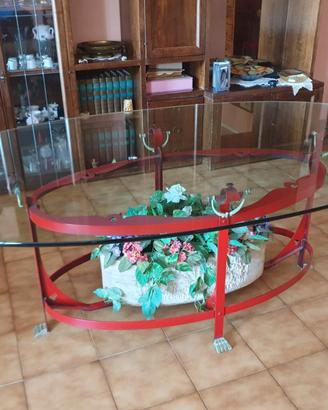 Tavolo ovale in cristallo