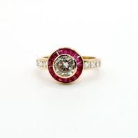 Anello oro 18 kt diamanti e rubini Miller Paris