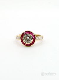 Anello oro 18 kt diamanti e rubini Miller Paris