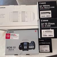 Canon 5D mark IV piu 4 obiettivi e filtri