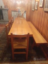 Tavolo fratino massello con sedie e panca