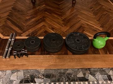 Set manubri regolabili + dischi 20kg + kettlebell
