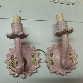 Lampade da Muro Vintage in Ceramica Rosa Decoro Fl