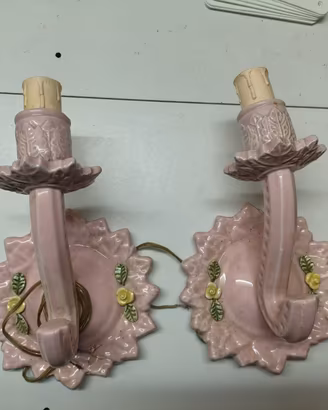 Lampade da Muro Vintage in Ceramica Rosa Decoro Fl