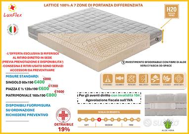 Materasso Lattice 100% alto 20 cm 7 zone sfoderab.