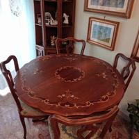 tavolo intarsiato + 4 sedie