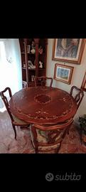tavolo intarsiato + 4 sedie