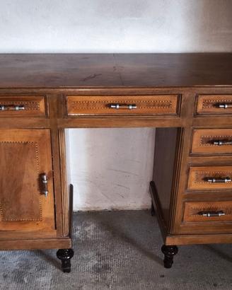 Scrivania Antica in Noce Intarsiata - Stile Classi