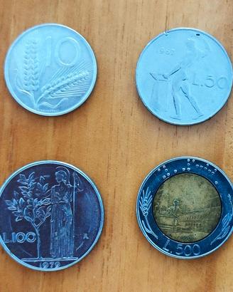 Monete 10 - 50 - 100 - 500 lire (anni 1967 > 1990)