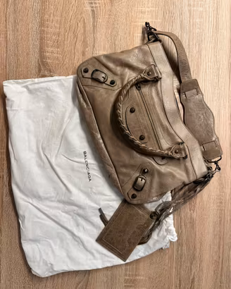 Balenciaga City Mini borsa a mano pelle tortora