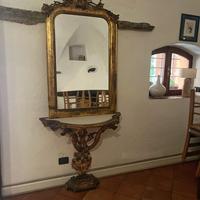 Specchiera console d’epoca anni ’30 dorata