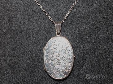 Splendida collana ciondolo porta foto argento