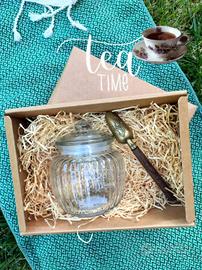 set Tea time. Jar + spoon