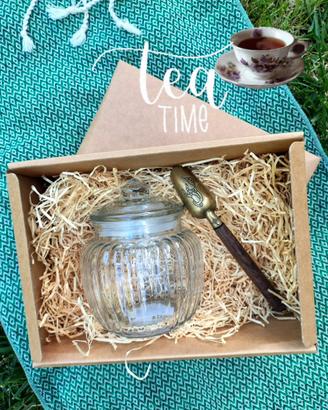 set Tea time. Jar + spoon