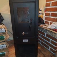 stufa per legna con tubi in inox