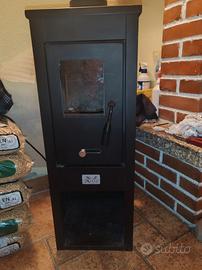 stufa per legna con tubi in inox