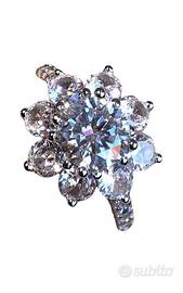 Anello con moissanite placcato oro kt.18