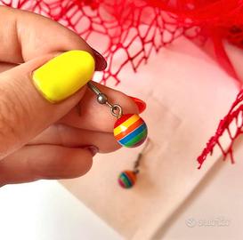Orecchini pendenti multicolore arcobaleno palline
