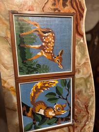 Coppia di quadri decorativi – scoiattolo e cervo