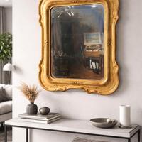 Antica Specchiera A Vassoio in legno dorato