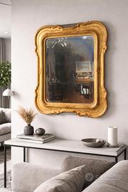 Antica Specchiera A Vassoio in legno dorato