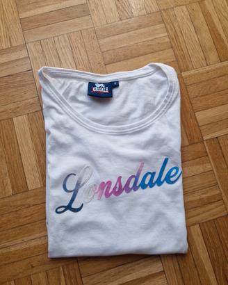 T-shirt Lonsdale bianca con logo multicolor 