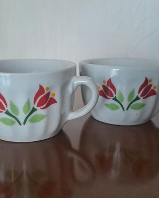 Coppia Tazzine Caffè Vintage Tulipani anni 60