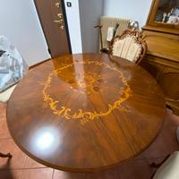 Tavolo tondo noce e radica