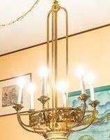 Antico lampadario liberty in ottone