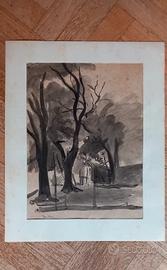 Pittore livornese Ferruccio Mataresi tempera/carta