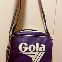 Borsa Gola a tracolla viola in pelle con zip