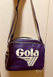 Borsa Gola a tracolla viola in pelle con zip