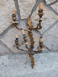 applique da parete vintage a 5 fiamme bronzo