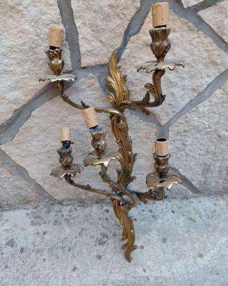 applique da parete vintage a 5 fiamme bronzo