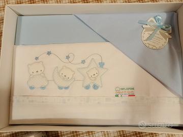 set lenzuola cotone x carrozzina navicella 