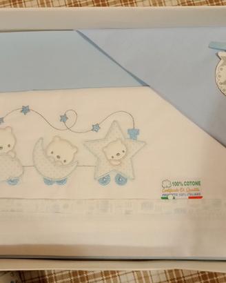 set lenzuola cotone x carrozzina navicella 