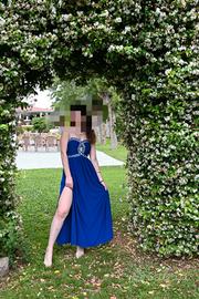 Elegante Abito  Blu Royal con Strass