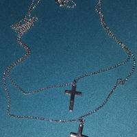 catenina in argento a due giri con croci