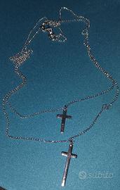 catenina in argento a due giri con croci