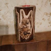 portacandela in legno fatto a mano