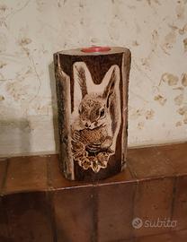 portacandela in legno fatto a mano
