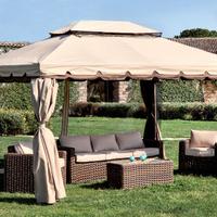 Gazebo da giardino beige 3x4 con teli zanzariere