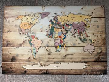 Quadro Mappa del Mondo 90x60 cm